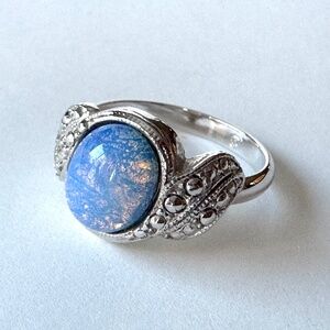 Blue Opalesque Ring Size 7, AVON vintage jewelry